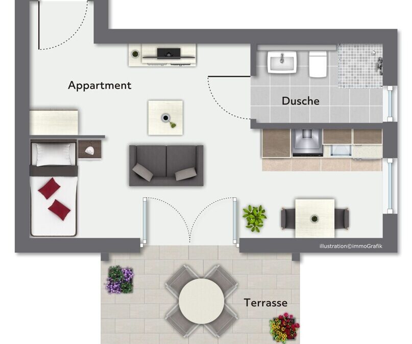 Massivholz trifft Moderne: KfW-40-Wohnungen mit Terrasse inkl. Einbauküche